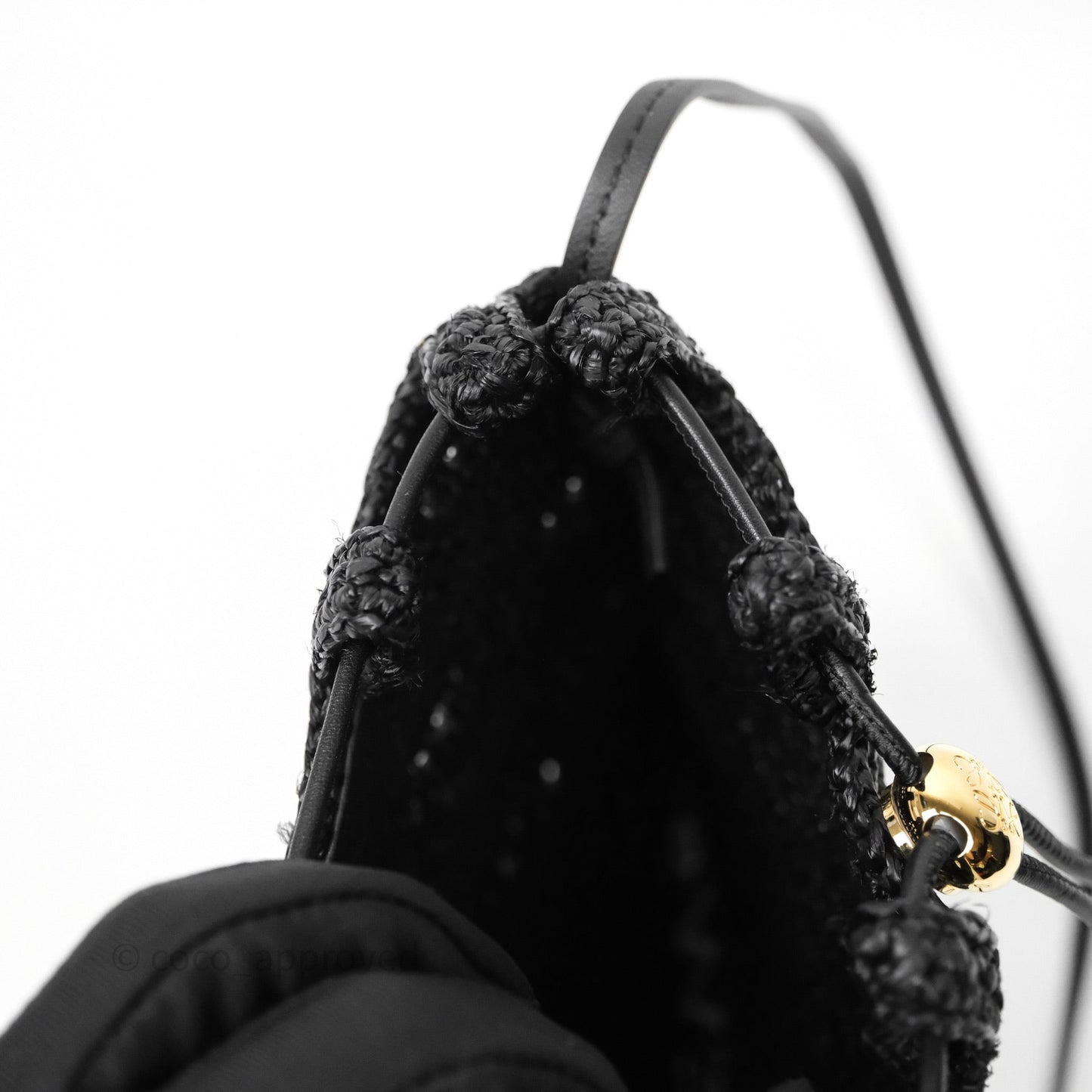 Loewe Drawstring Pocket In Raffia Black