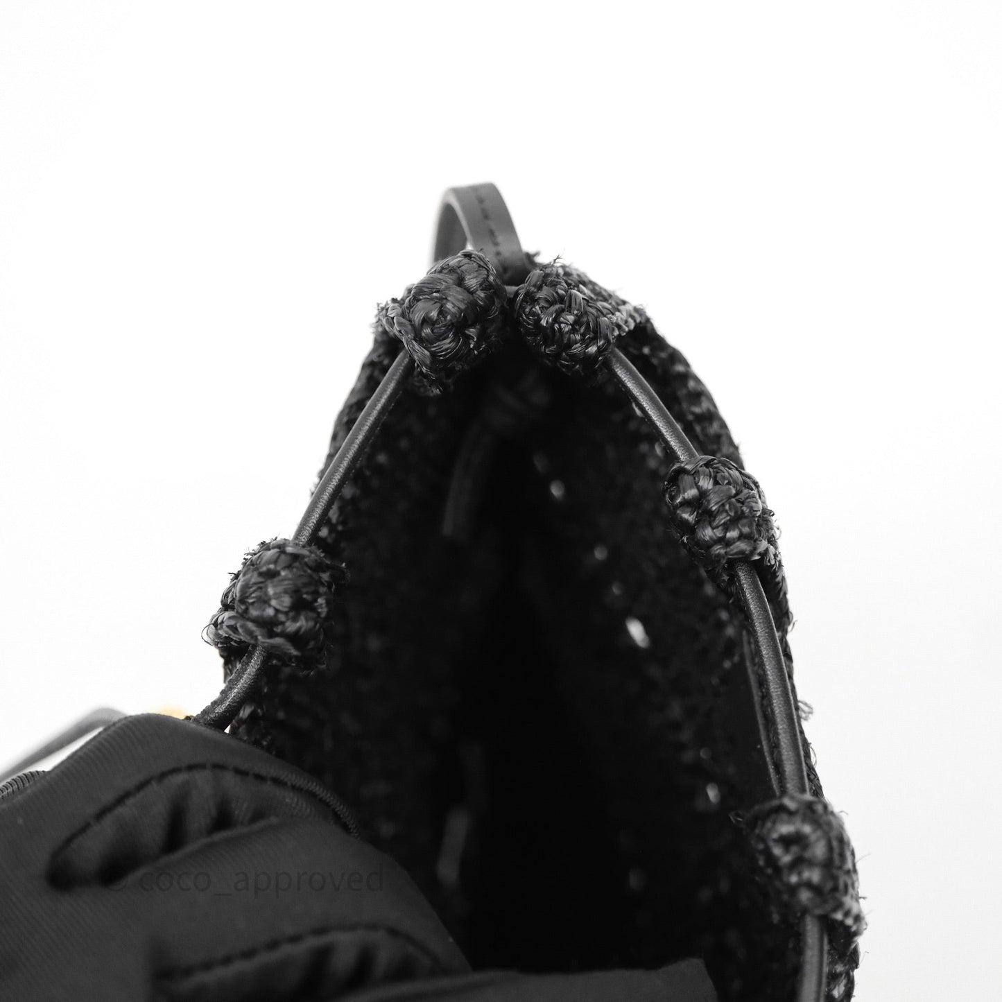 Loewe Drawstring Pocket In Raffia Black