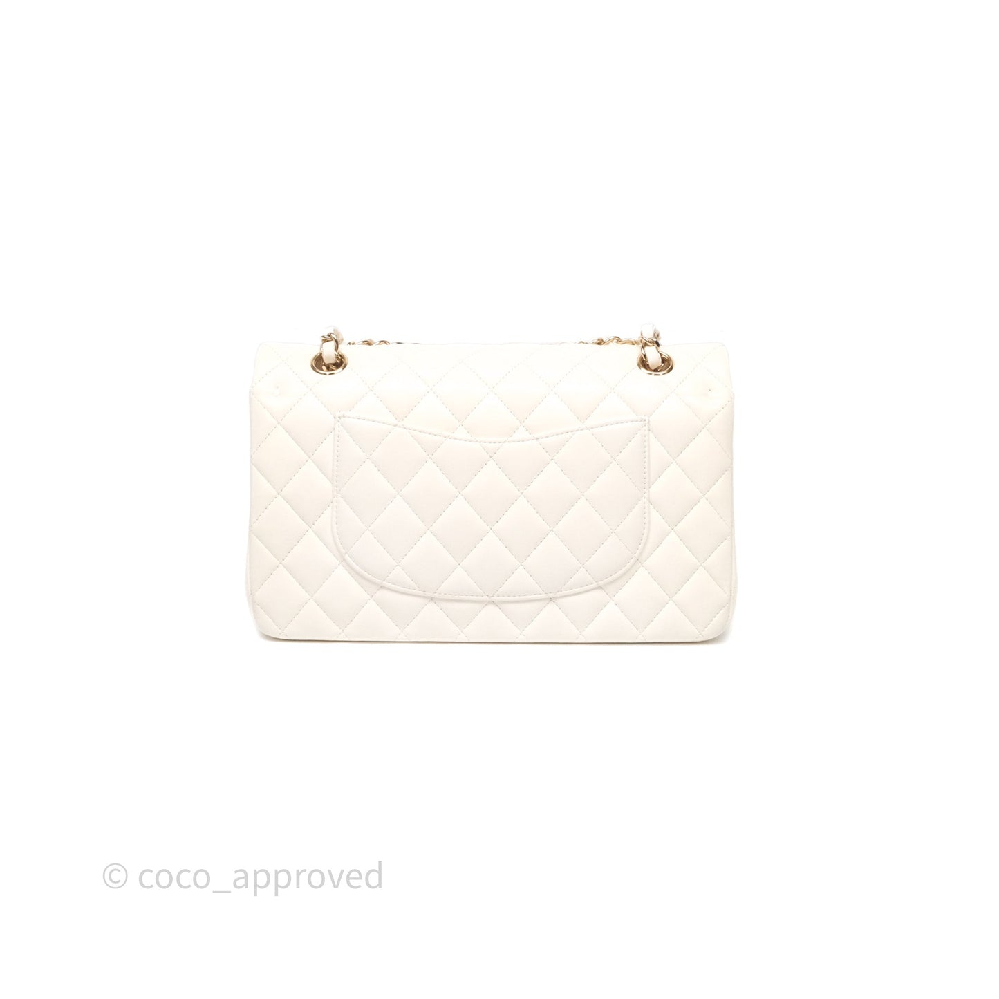 Chanel Classic M/L Medium Flap Quilted Ivory White Lambskin Gold Hardware