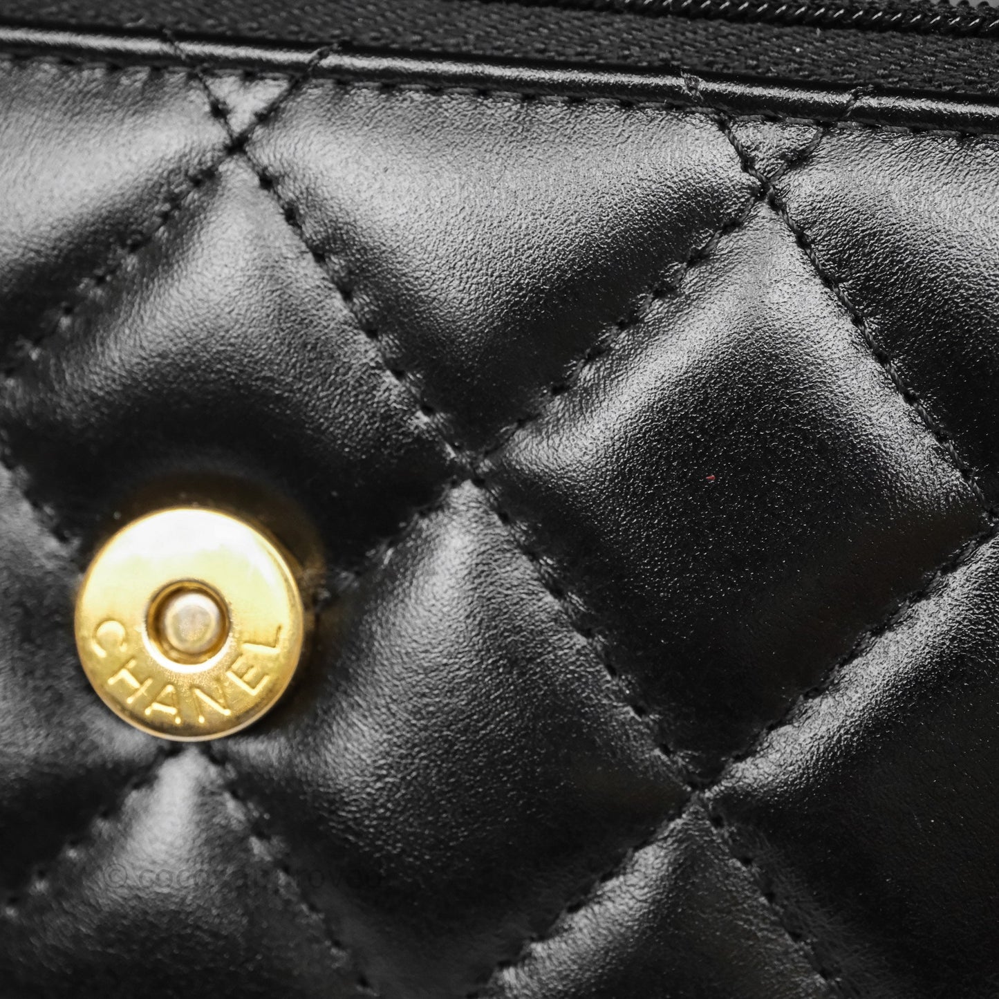 Chanel Quilted Perfect Fit Adjustable Phone Holder Black Calfskin Aged Gold Hardware