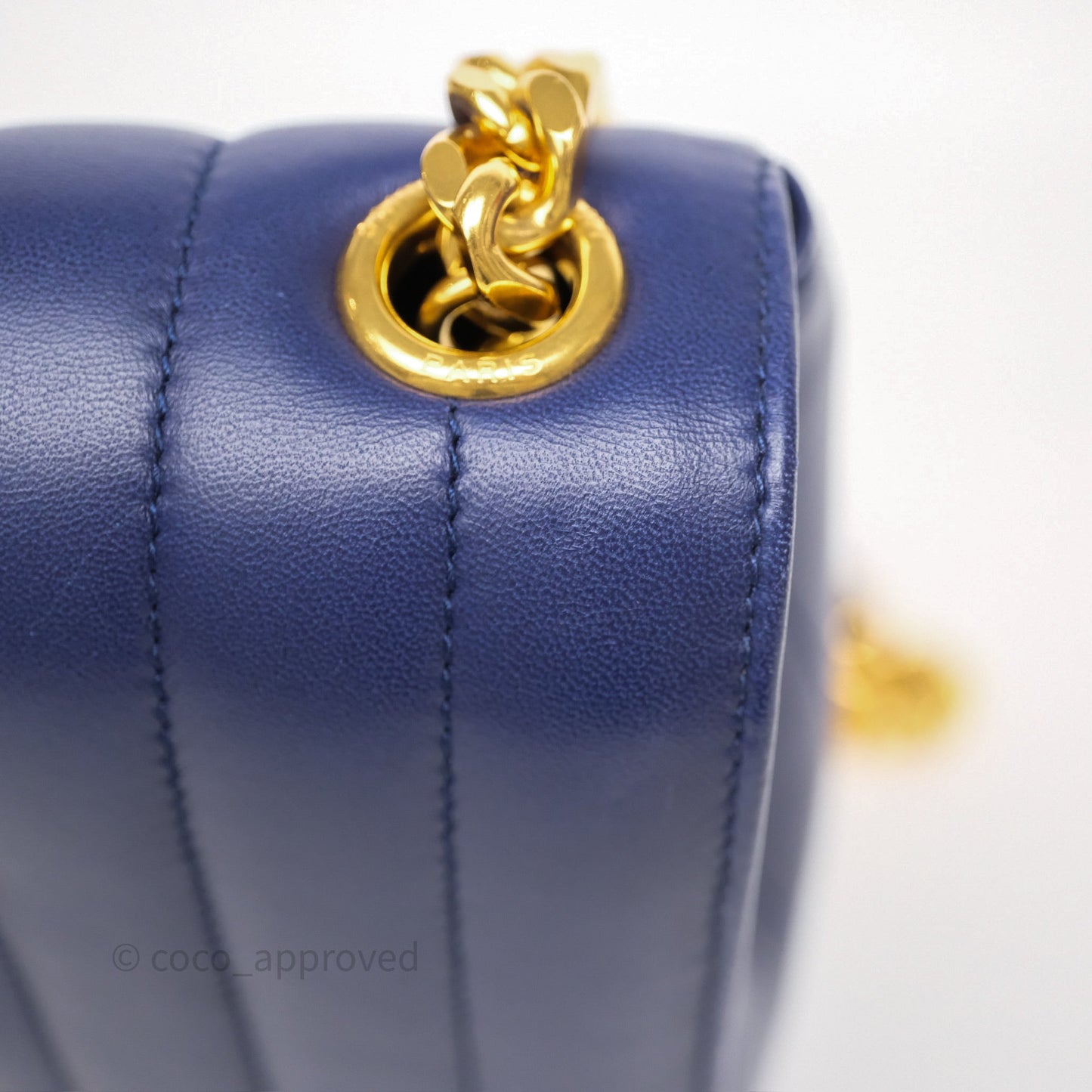 Saint Laurent Medium Vicky Bag Blue Lambskin Gold Hardware