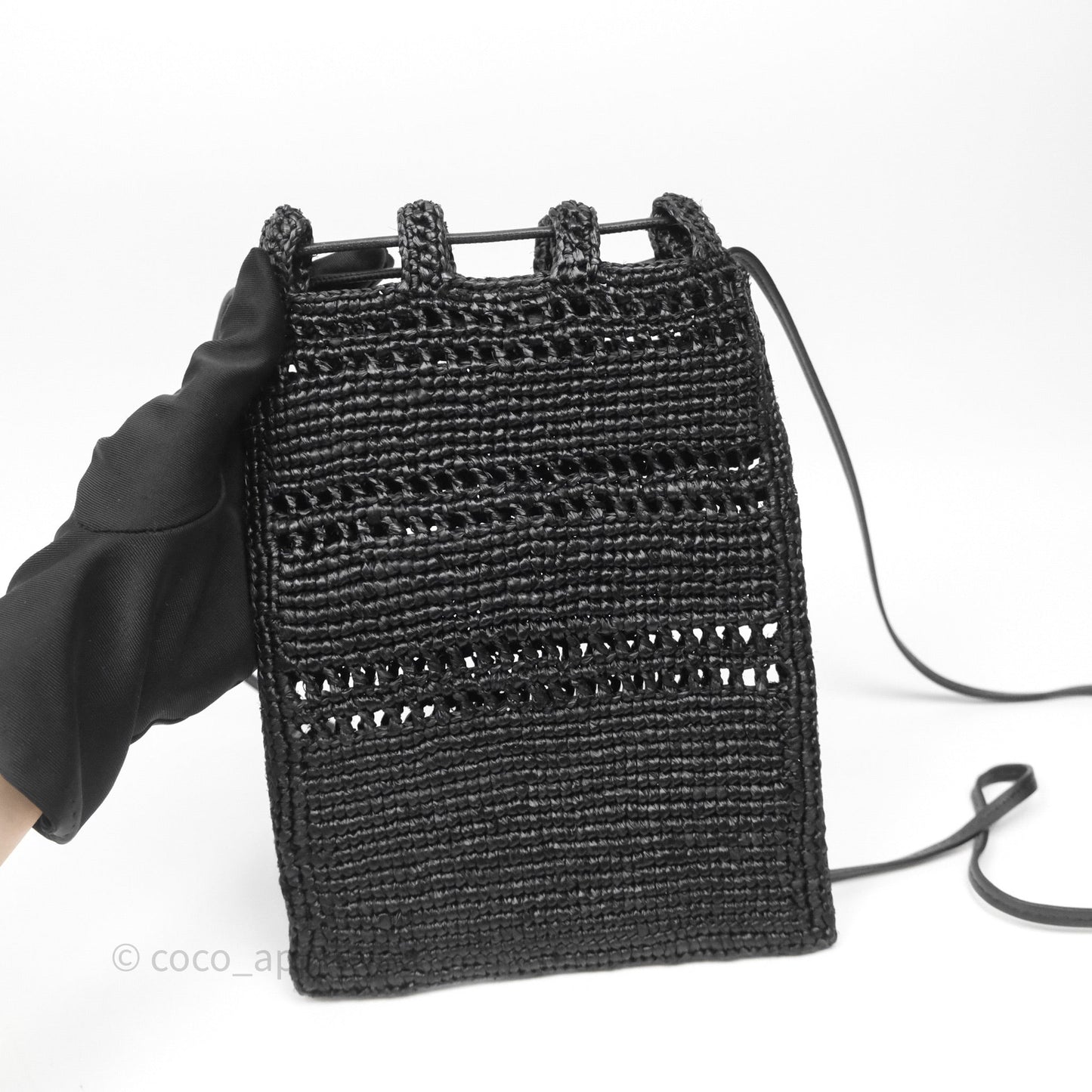 Loewe Drawstring Pocket In Raffia Black