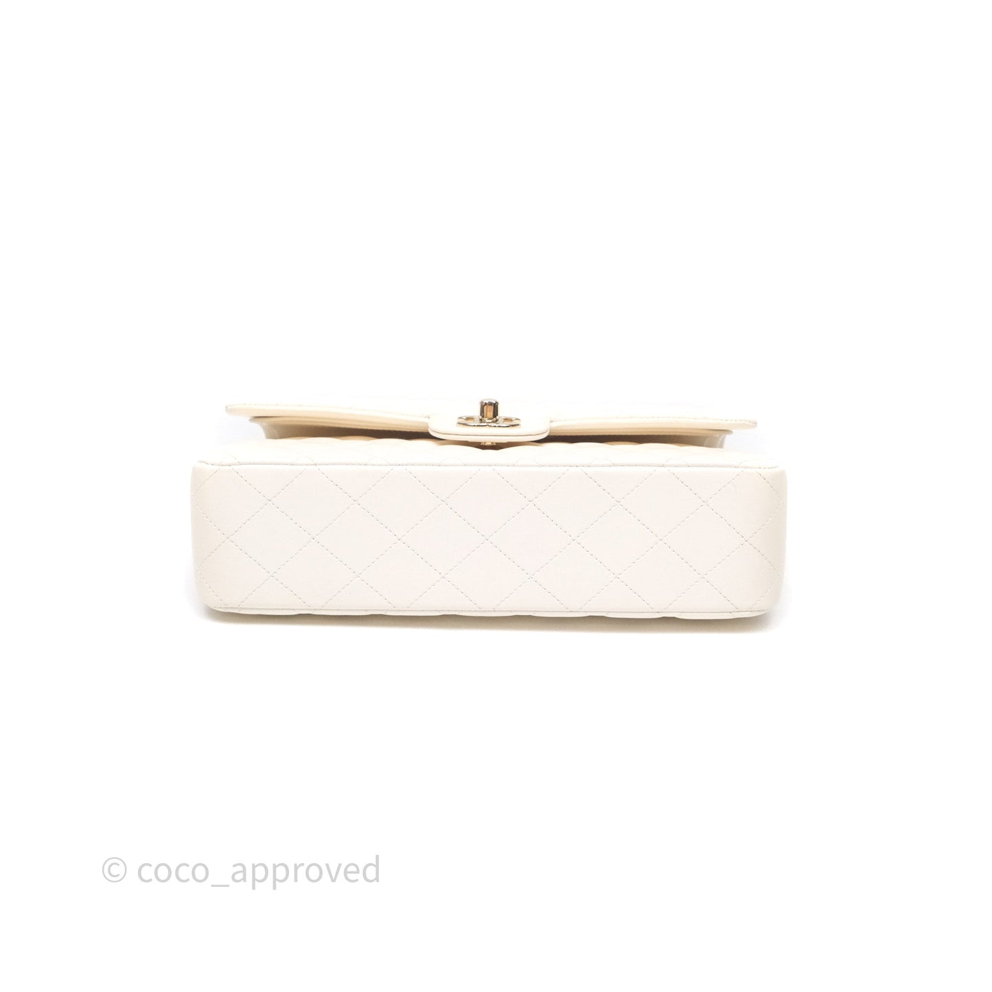 Chanel Classic M/L Medium Flap Quilted Ivory White Lambskin Gold Hardware