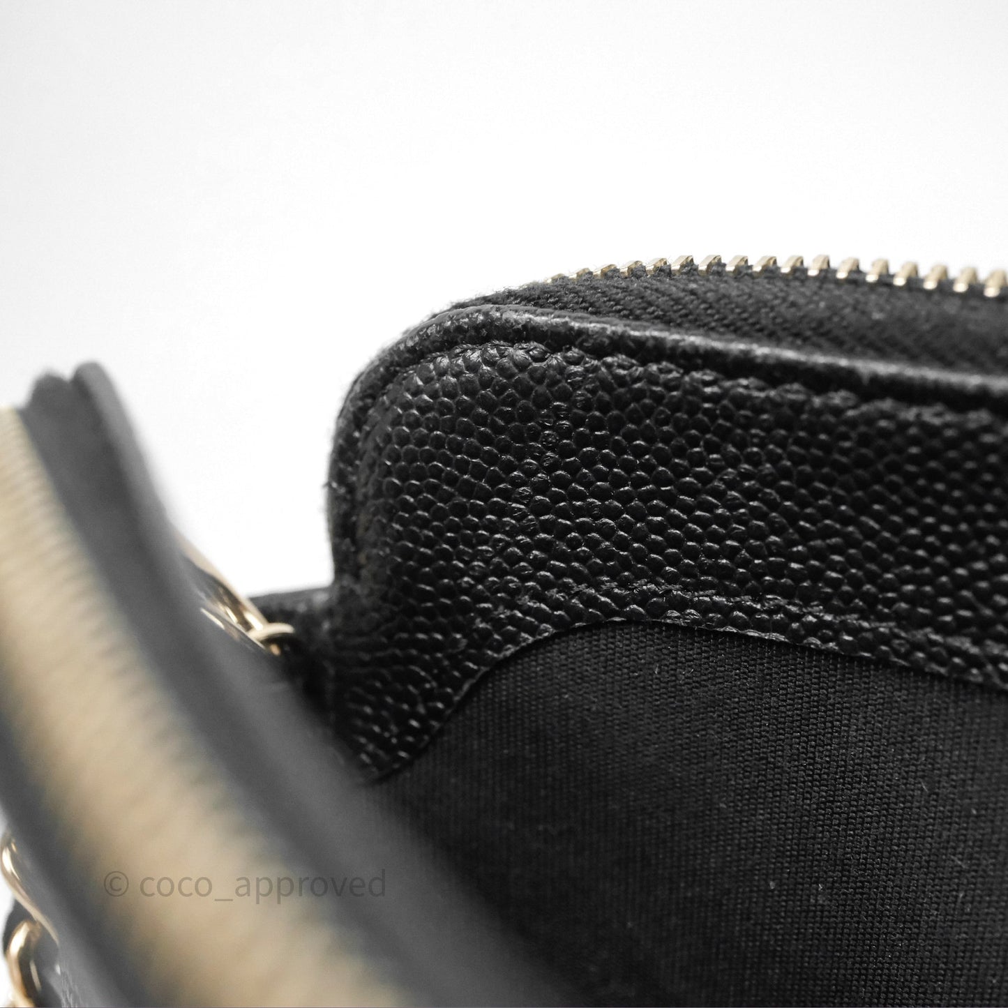 Chanel Double Zip Clutch With Chain Caviar Black Gold Hardware