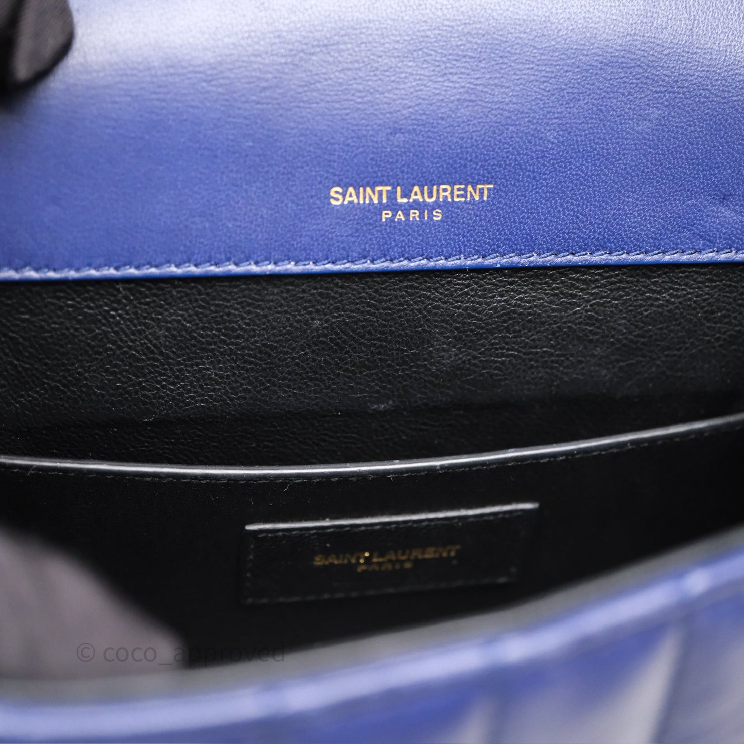 Saint Laurent Medium Vicky Bag Blue Lambskin Gold Hardware
