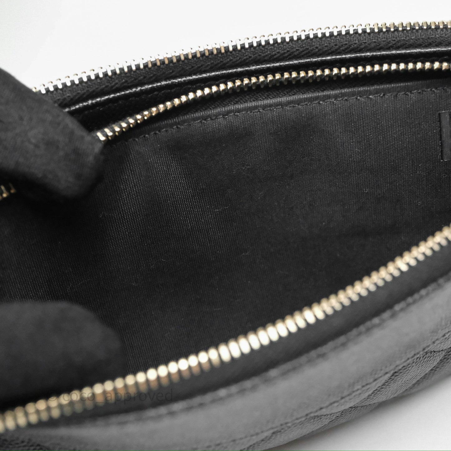 Chanel Double Zip Clutch With Chain Caviar Black Gold Hardware