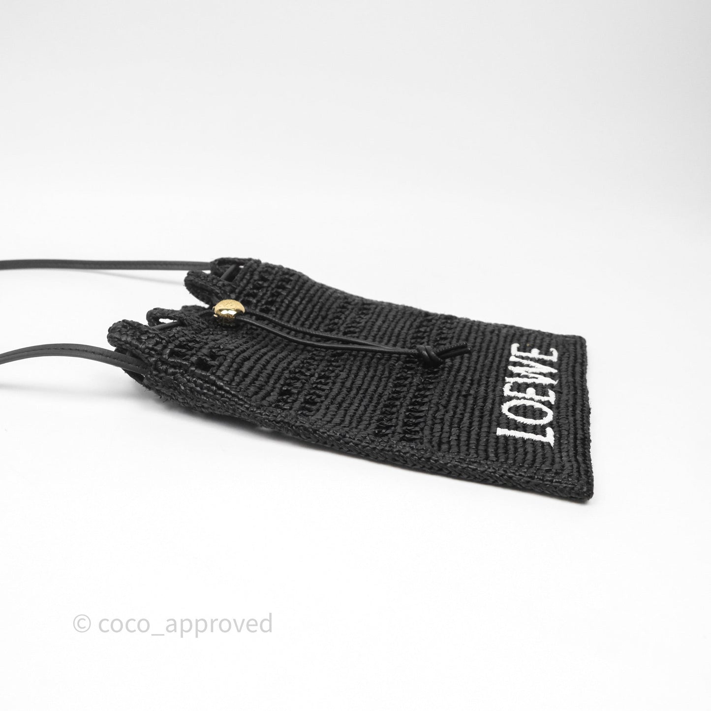 Loewe Drawstring Pocket In Raffia Black