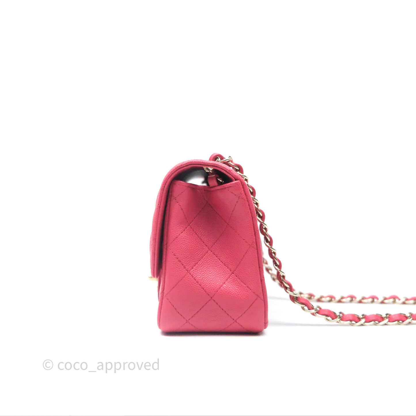 Chanel Quilted Mini Square Pink Caviar Gold Hardware