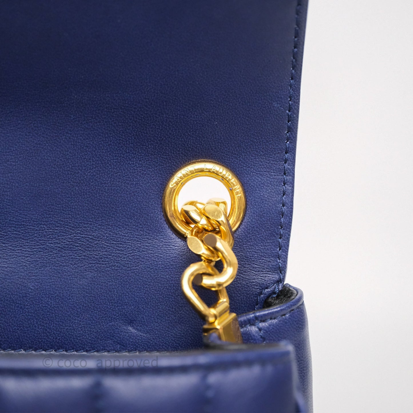 Saint Laurent Medium Vicky Bag Blue Lambskin Gold Hardware