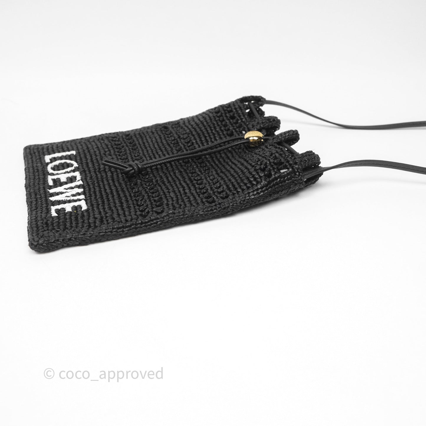 Loewe Drawstring Pocket In Raffia Black