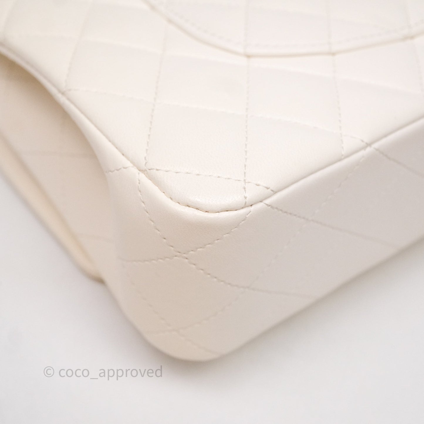 Chanel Classic M/L Medium Flap Quilted Ivory White Lambskin Gold Hardware