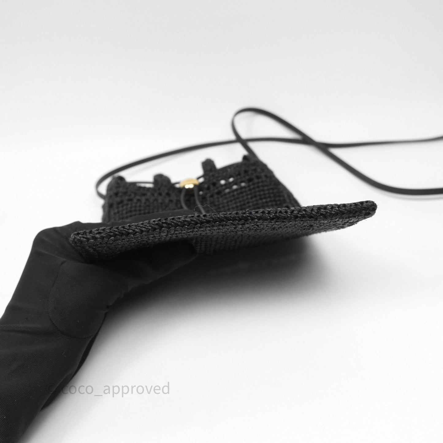 Loewe Drawstring Pocket In Raffia Black
