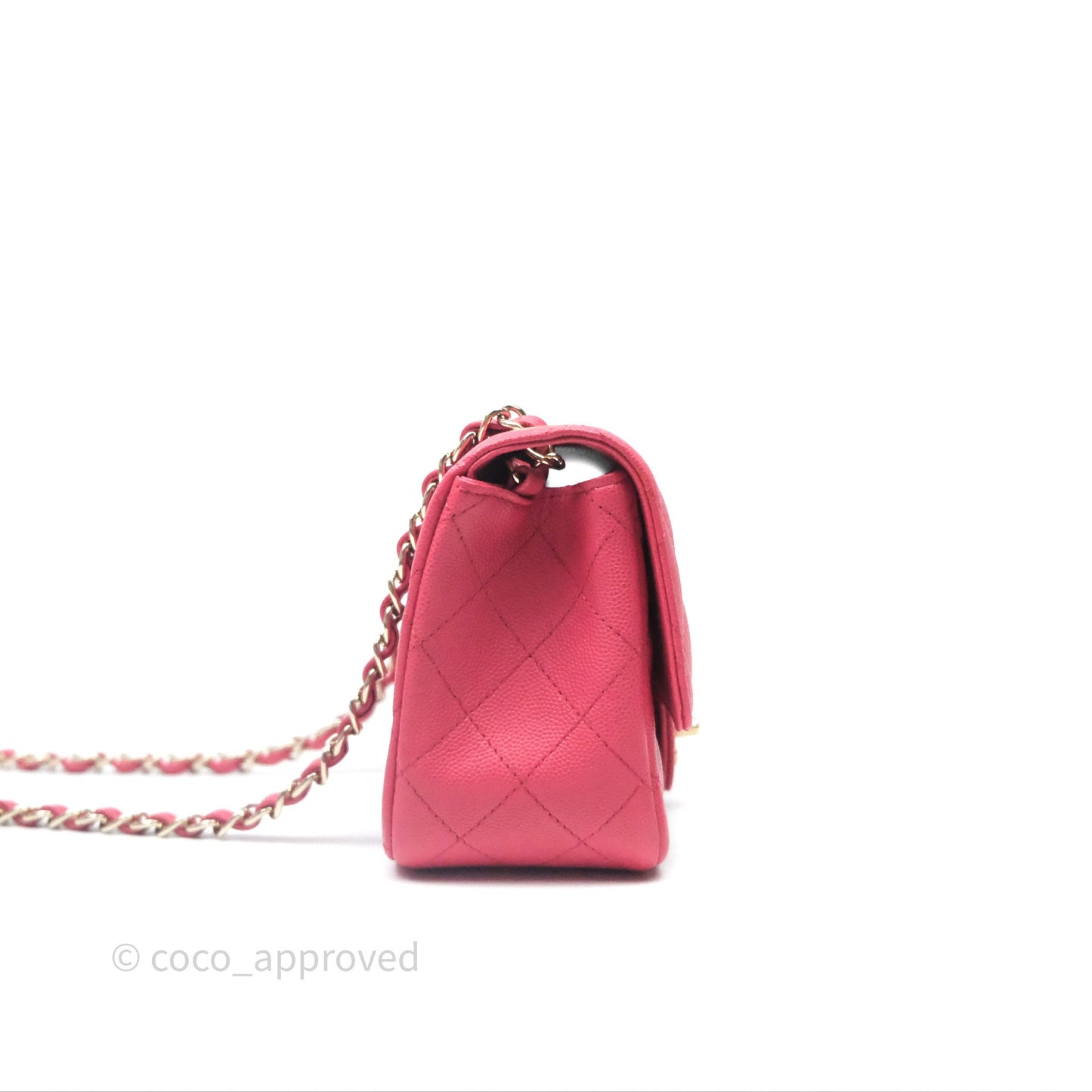 Chanel Quilted Mini Square Pink Caviar Gold Hardware