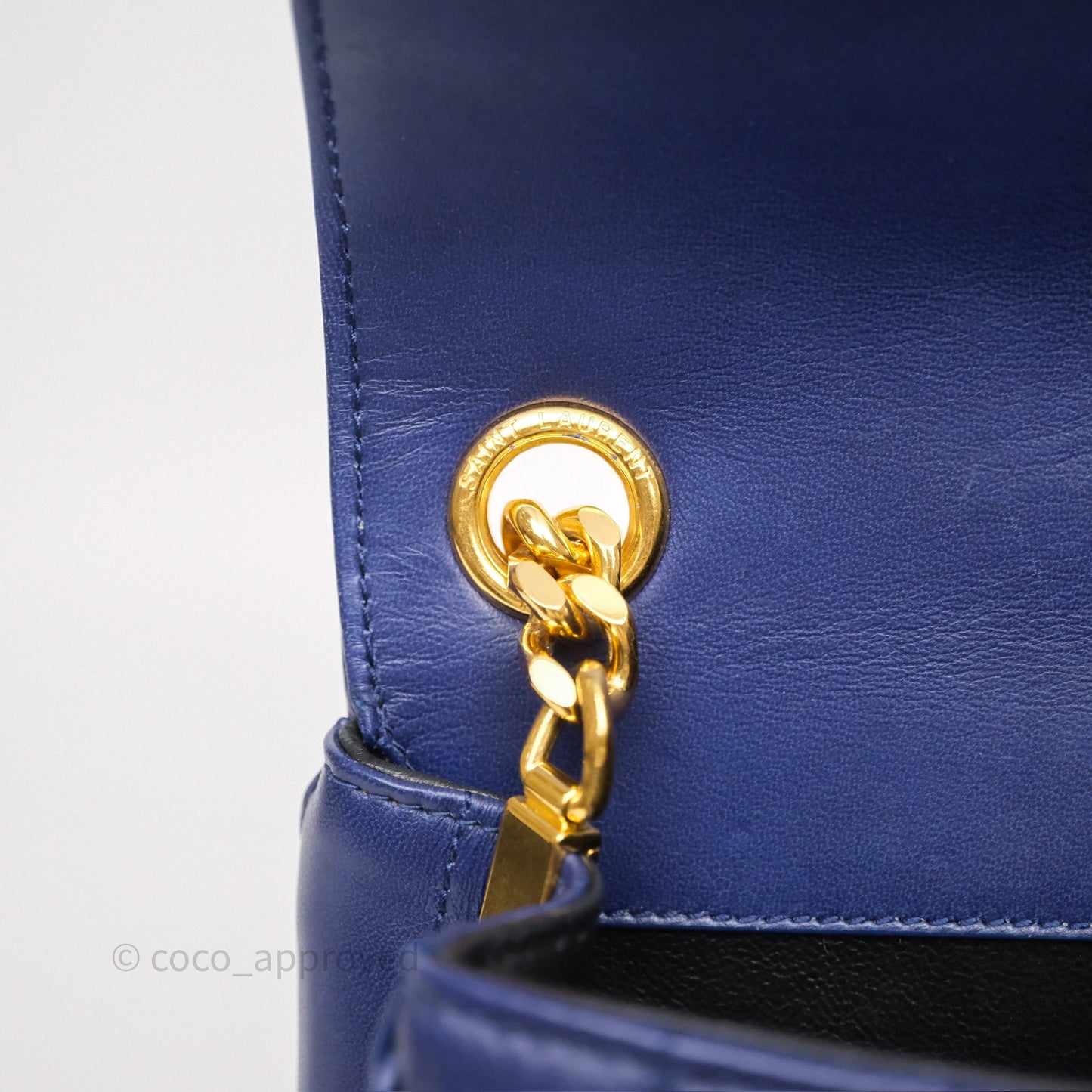 Saint Laurent Medium Vicky Bag Blue Lambskin Gold Hardware
