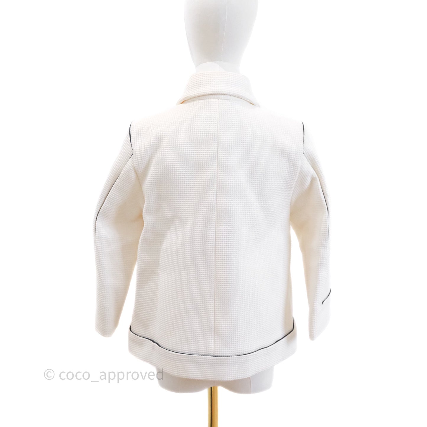 Chanel Jacket Cotton Tweed White/ Black Size 36