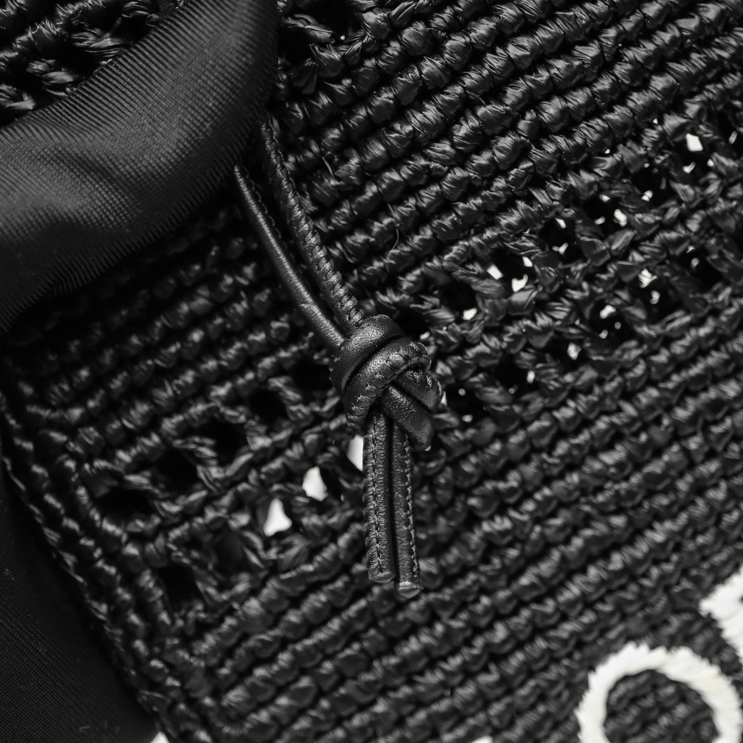 Loewe Drawstring Pocket In Raffia Black