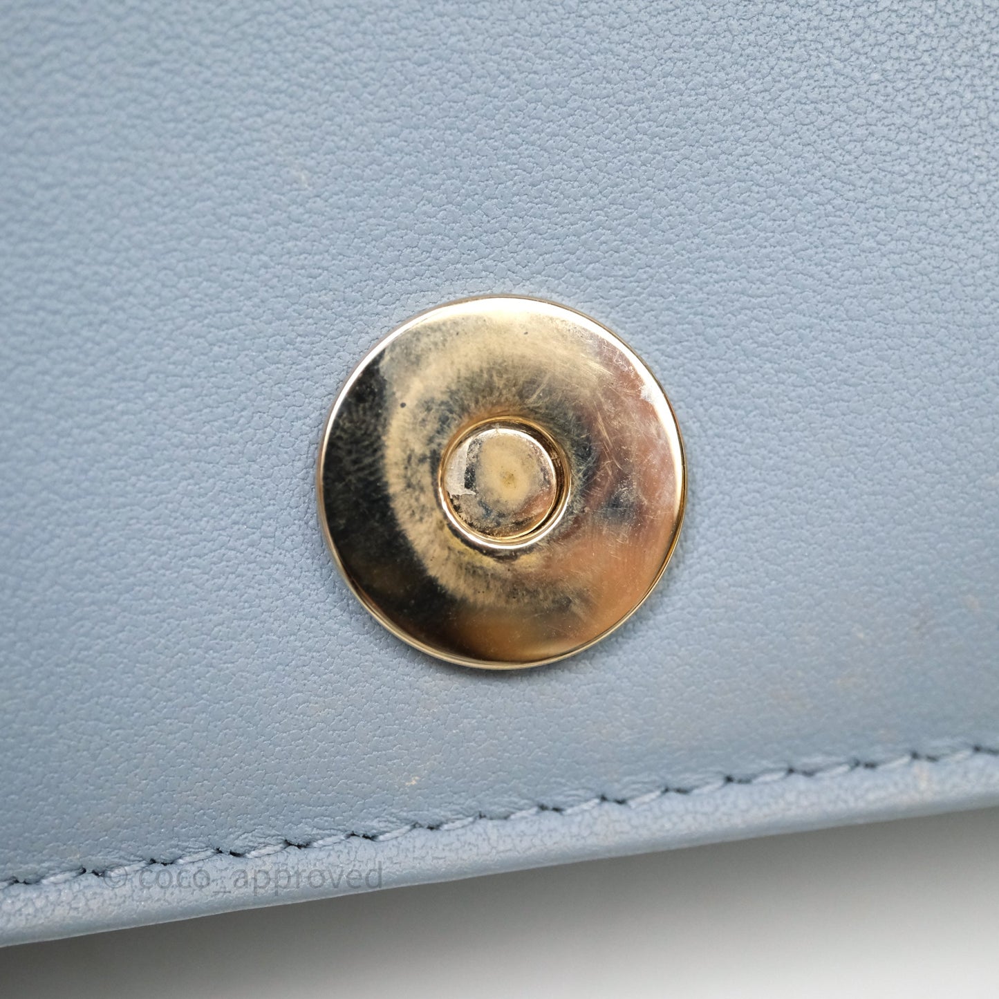 Christian Dior Lady Dior Pouch with Chain Blue Grey Cannage Lambskin Gold Hardware