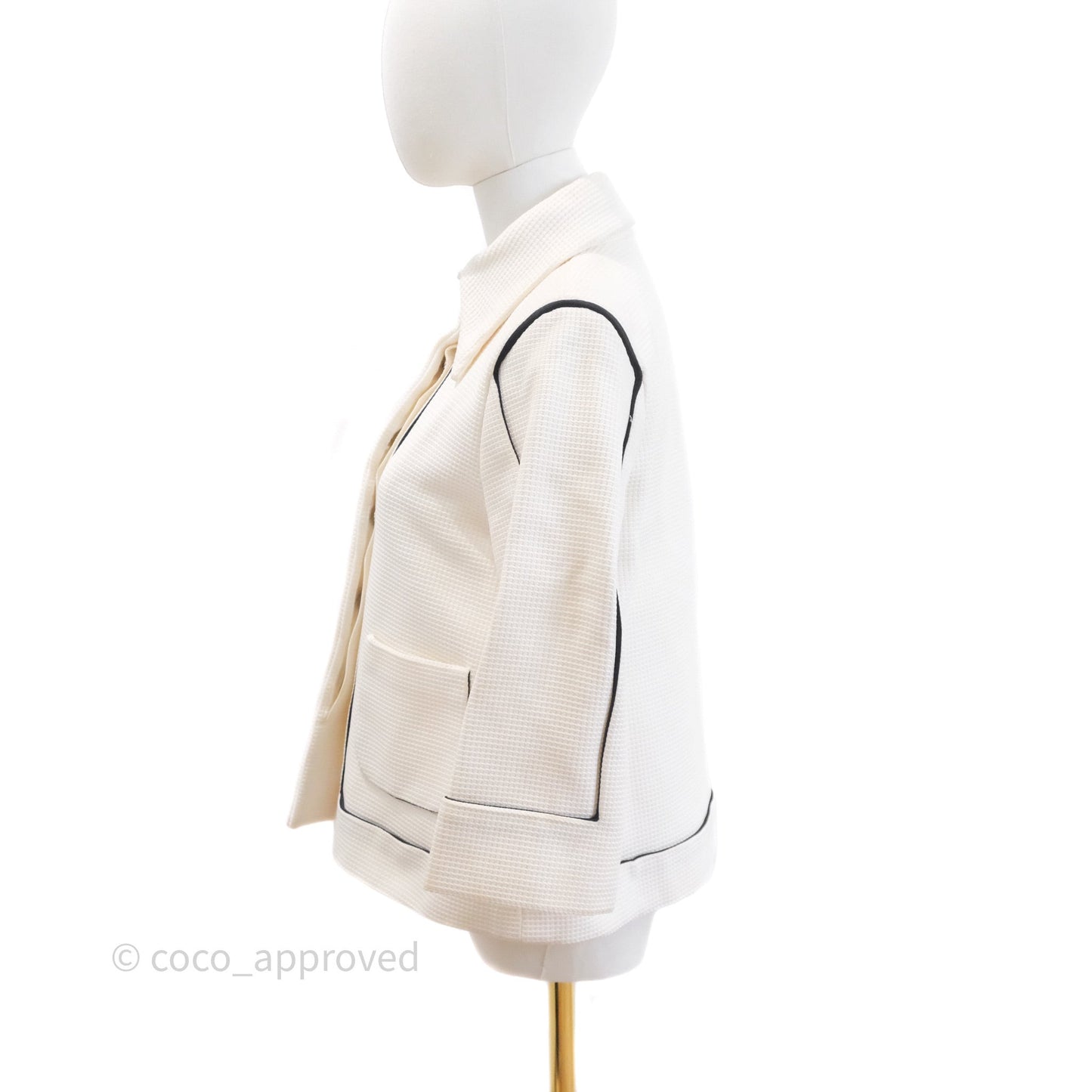 Chanel Jacket Cotton Tweed White/ Black Size 36