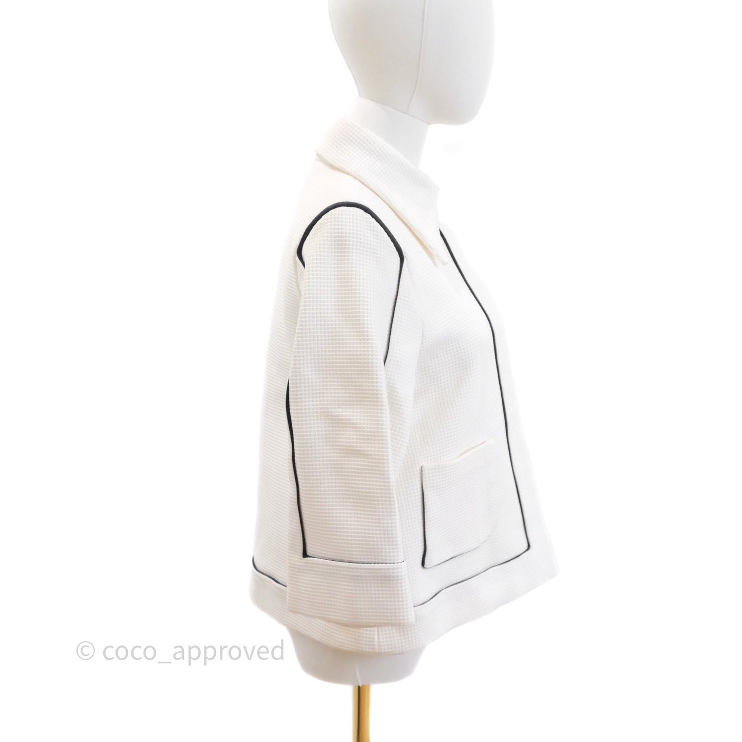 Chanel Jacket Cotton Tweed White/ Black Size 36