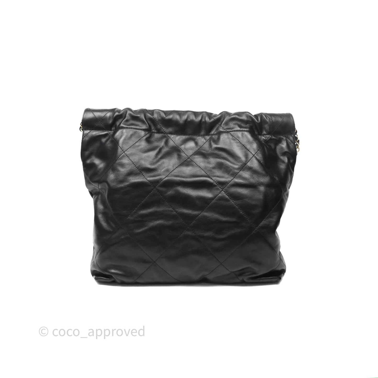 Chanel 22 Small Black Shiny Calfskin Aged Gold Hardware