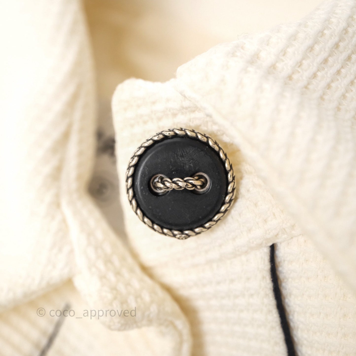 Chanel Jacket Cotton Tweed White/ Black Size 36
