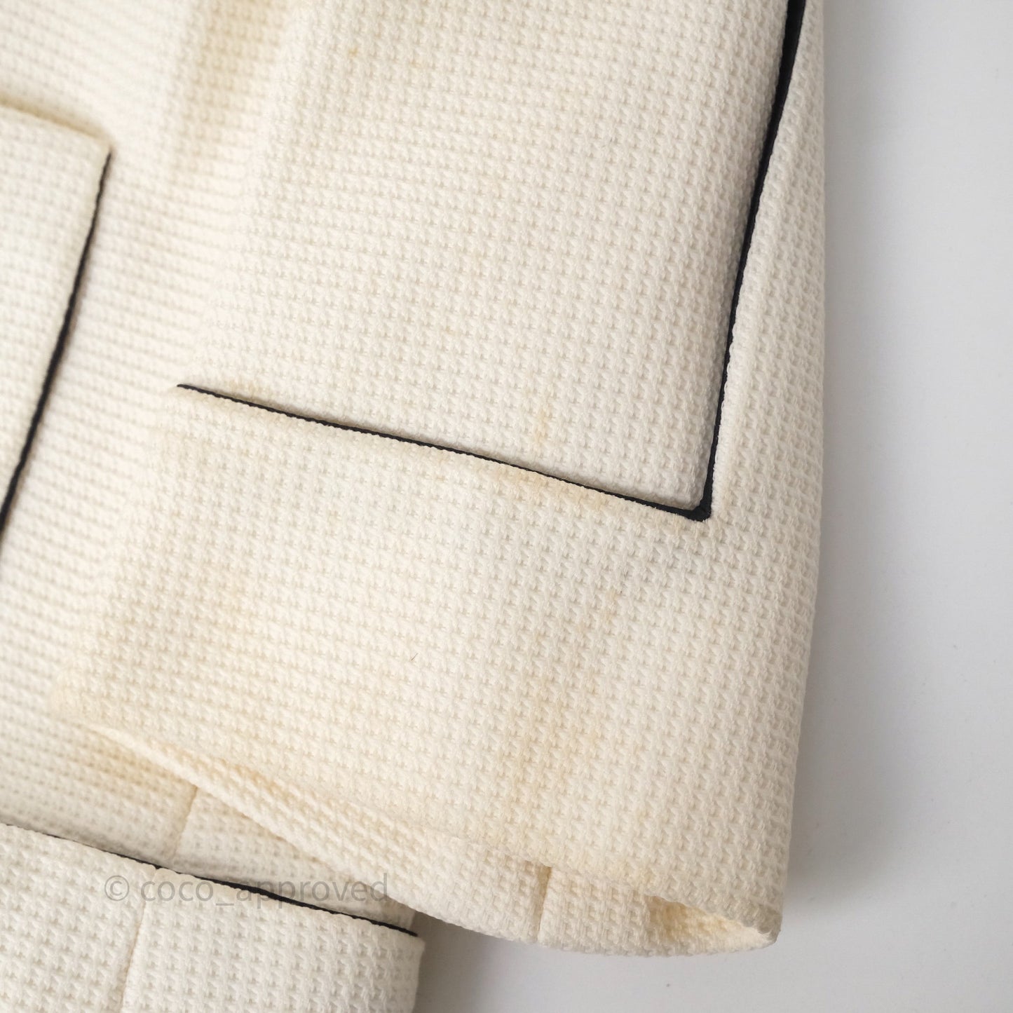 Chanel Jacket Cotton Tweed White/ Black Size 36