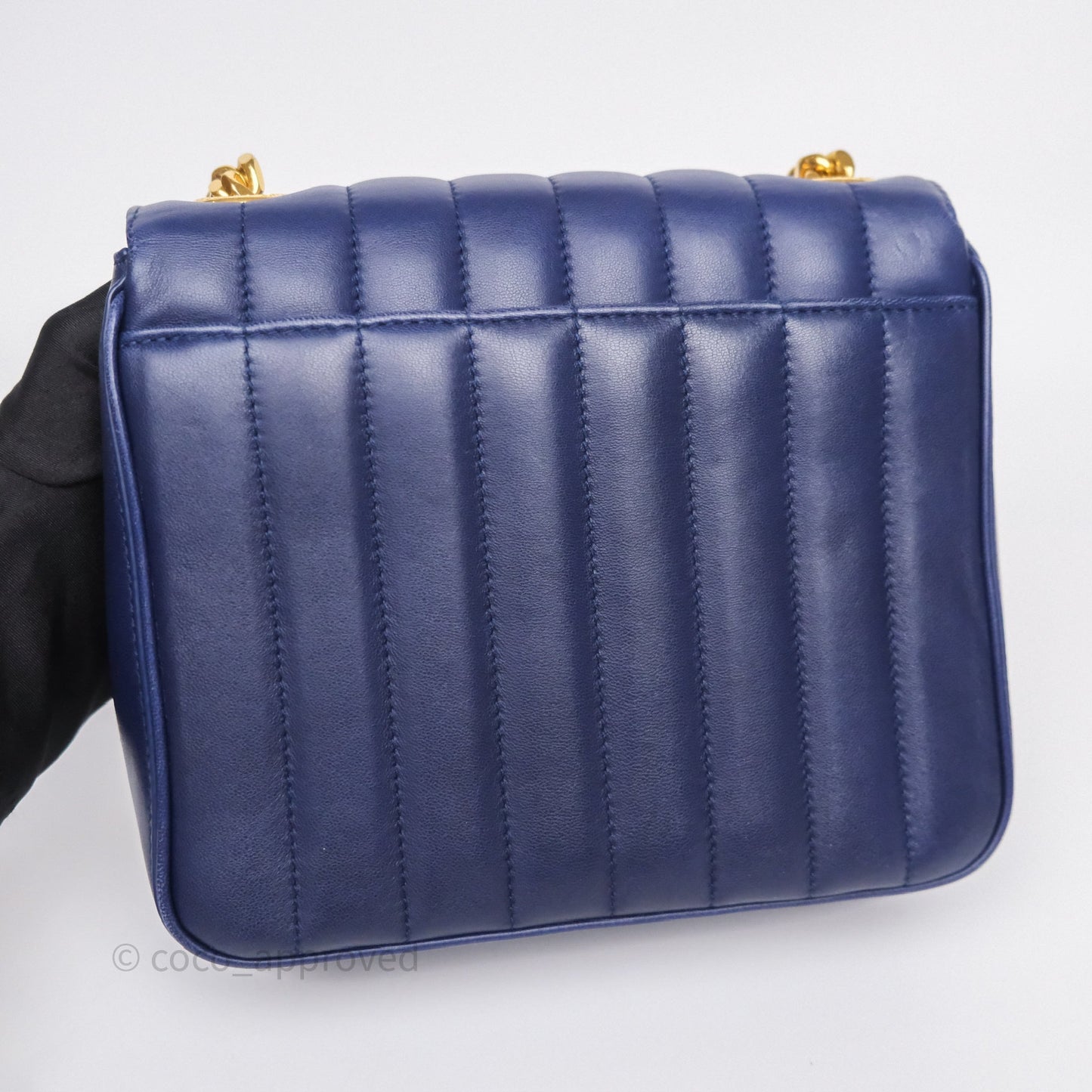 Saint Laurent Medium Vicky Bag Blue Lambskin Gold Hardware