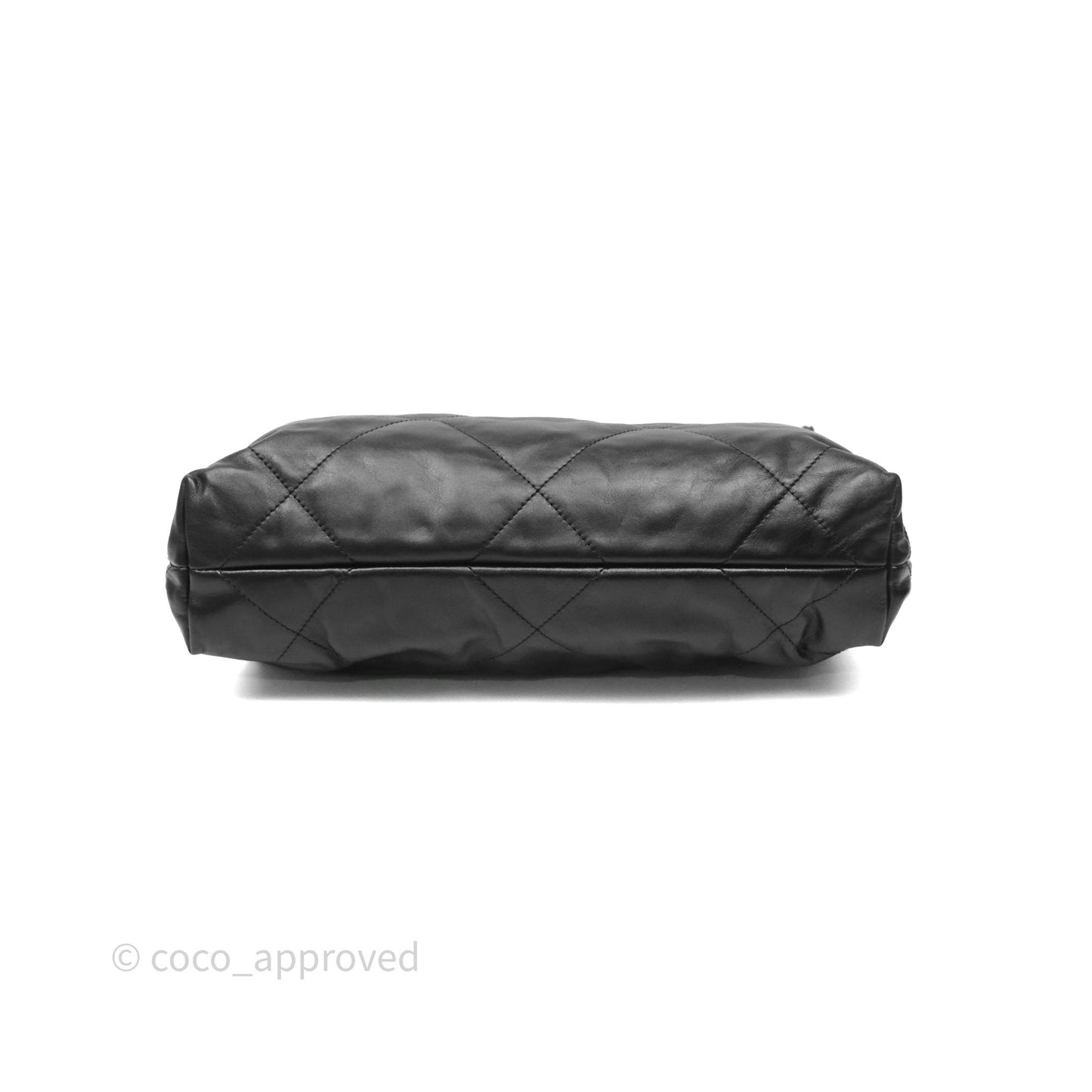 Chanel 22 Small Black Shiny Calfskin Aged Gold Hardware