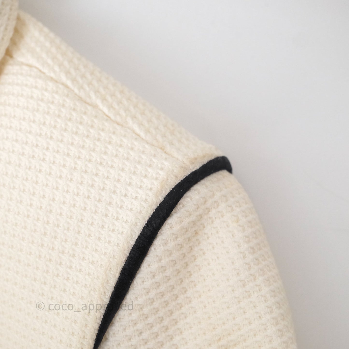 Chanel Jacket Cotton Tweed White/ Black Size 36