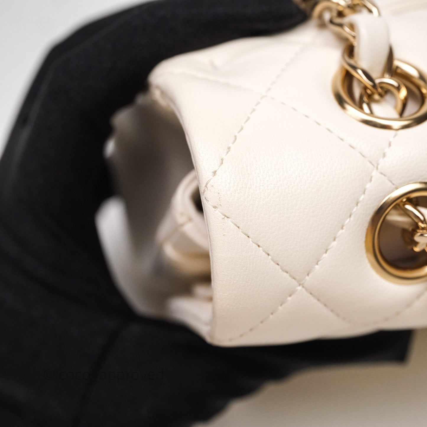Chanel Classic M/L Medium Flap Quilted Ivory White Lambskin Gold Hardware