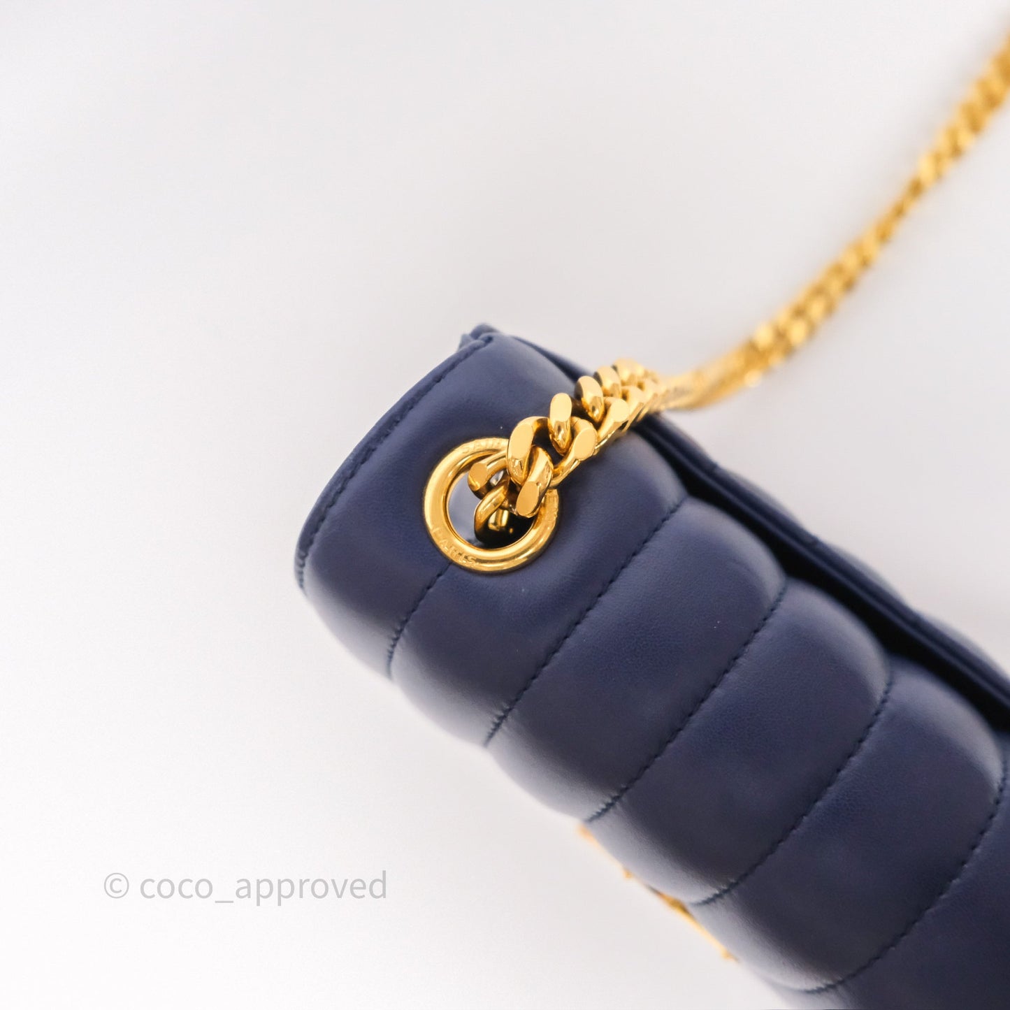 Saint Laurent Medium Vicky Bag Blue Lambskin Gold Hardware