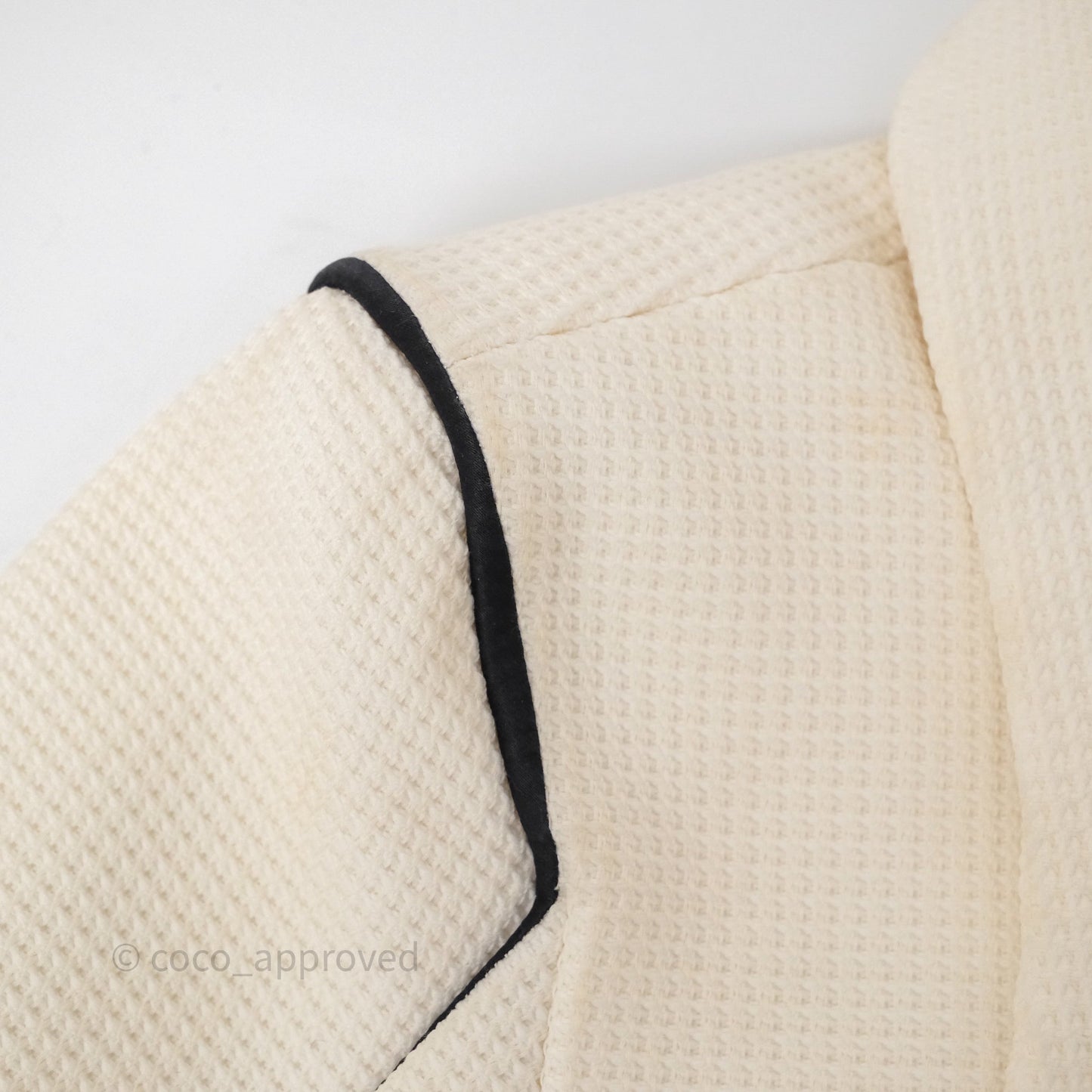 Chanel Jacket Cotton Tweed White/ Black Size 36