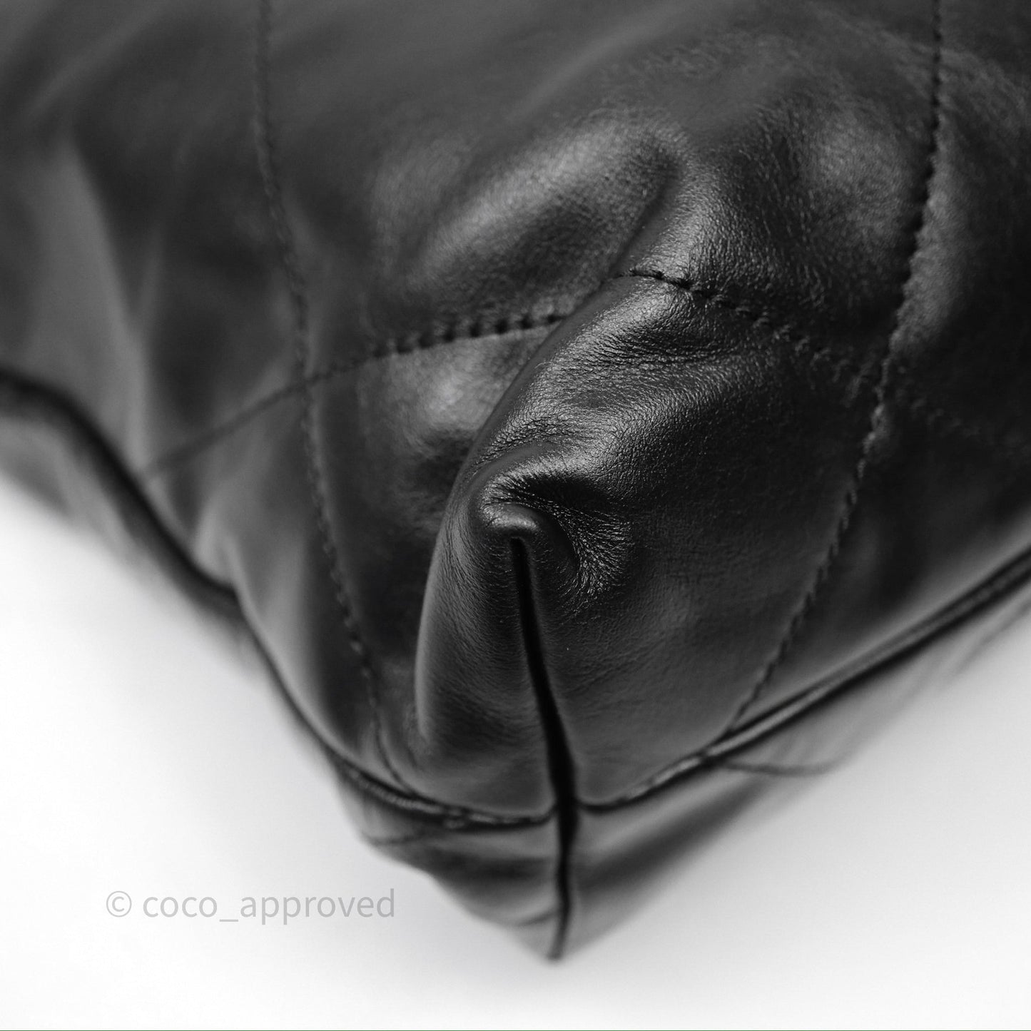 Chanel 22 Small Black Shiny Calfskin Aged Gold Hardware