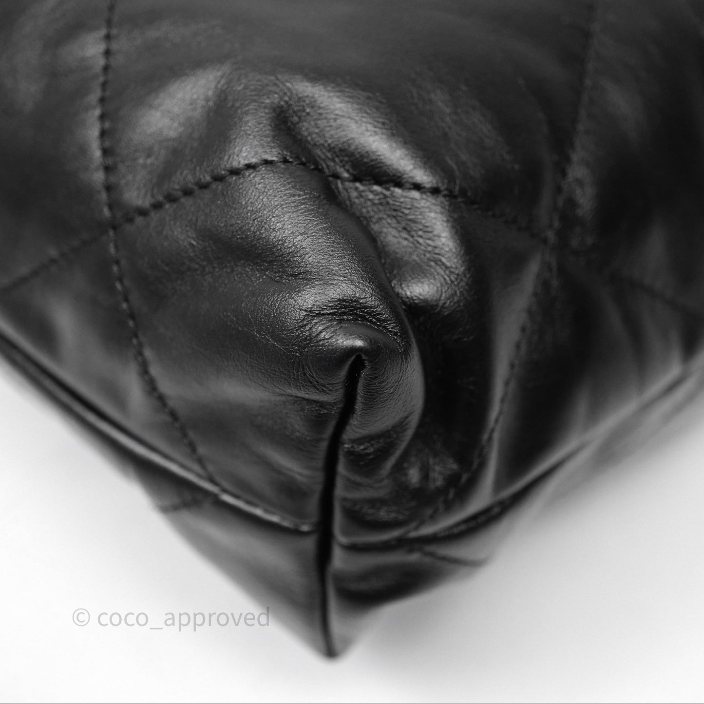 Chanel 22 Small Black Shiny Calfskin Aged Gold Hardware