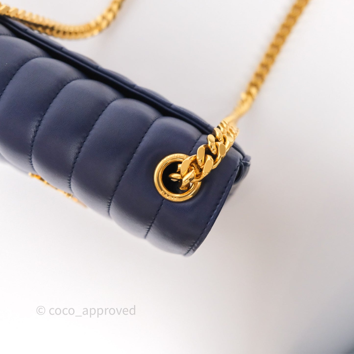 Saint Laurent Medium Vicky Bag Blue Lambskin Gold Hardware