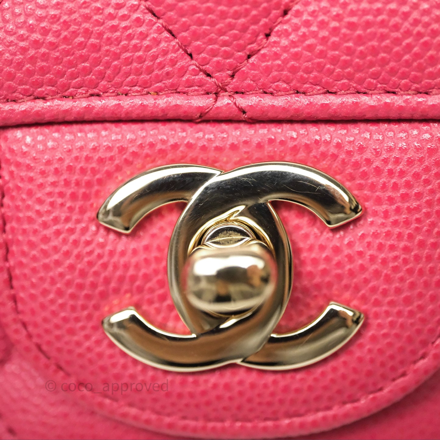 Chanel Quilted Mini Square Pink Caviar Gold Hardware