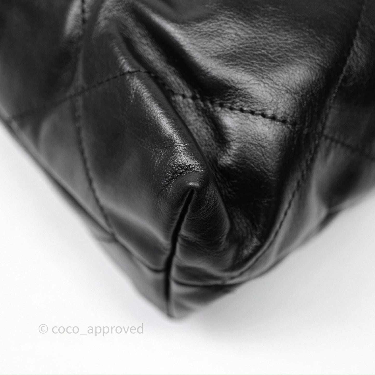 Chanel 22 Small Black Shiny Calfskin Aged Gold Hardware