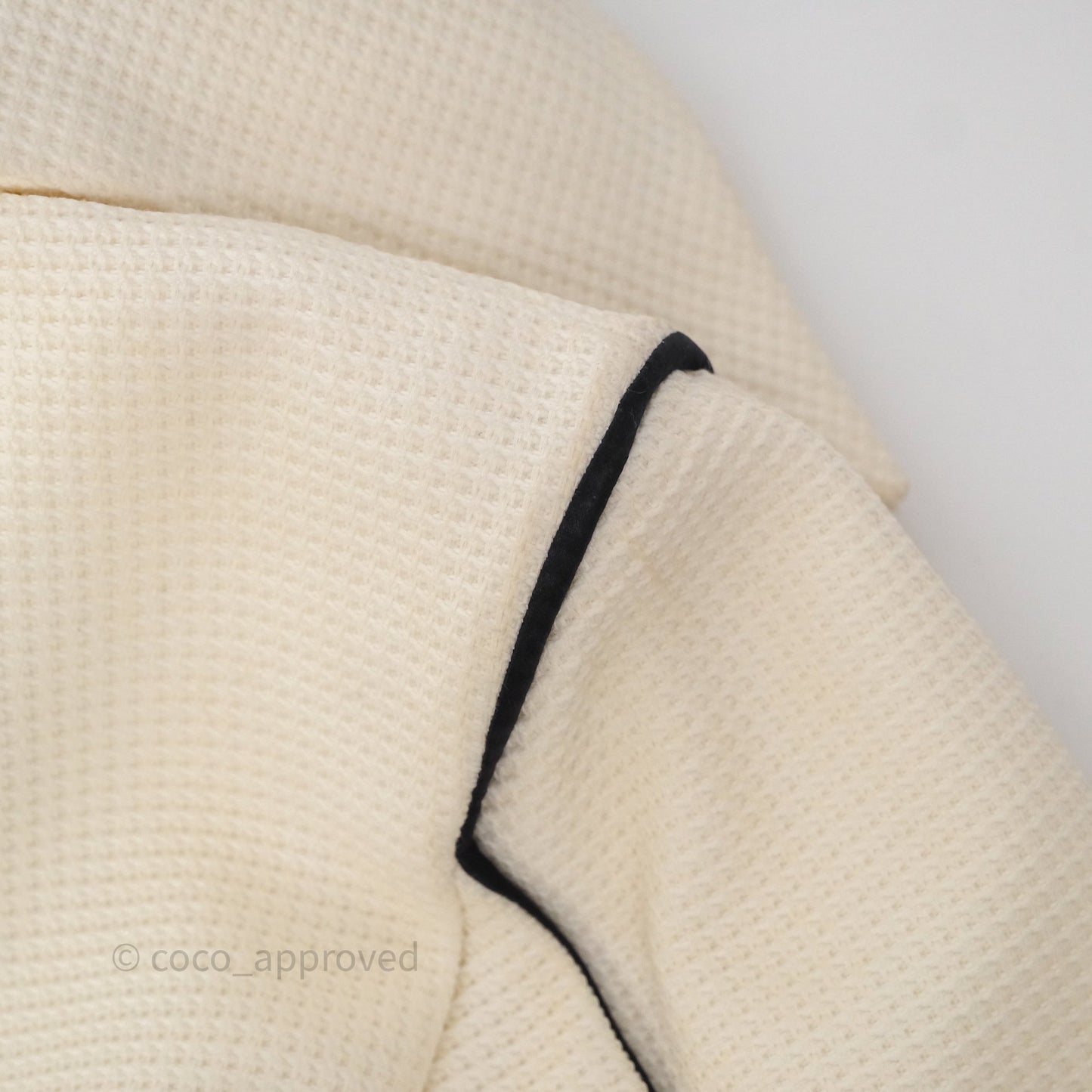 Chanel Jacket Cotton Tweed White/ Black Size 36