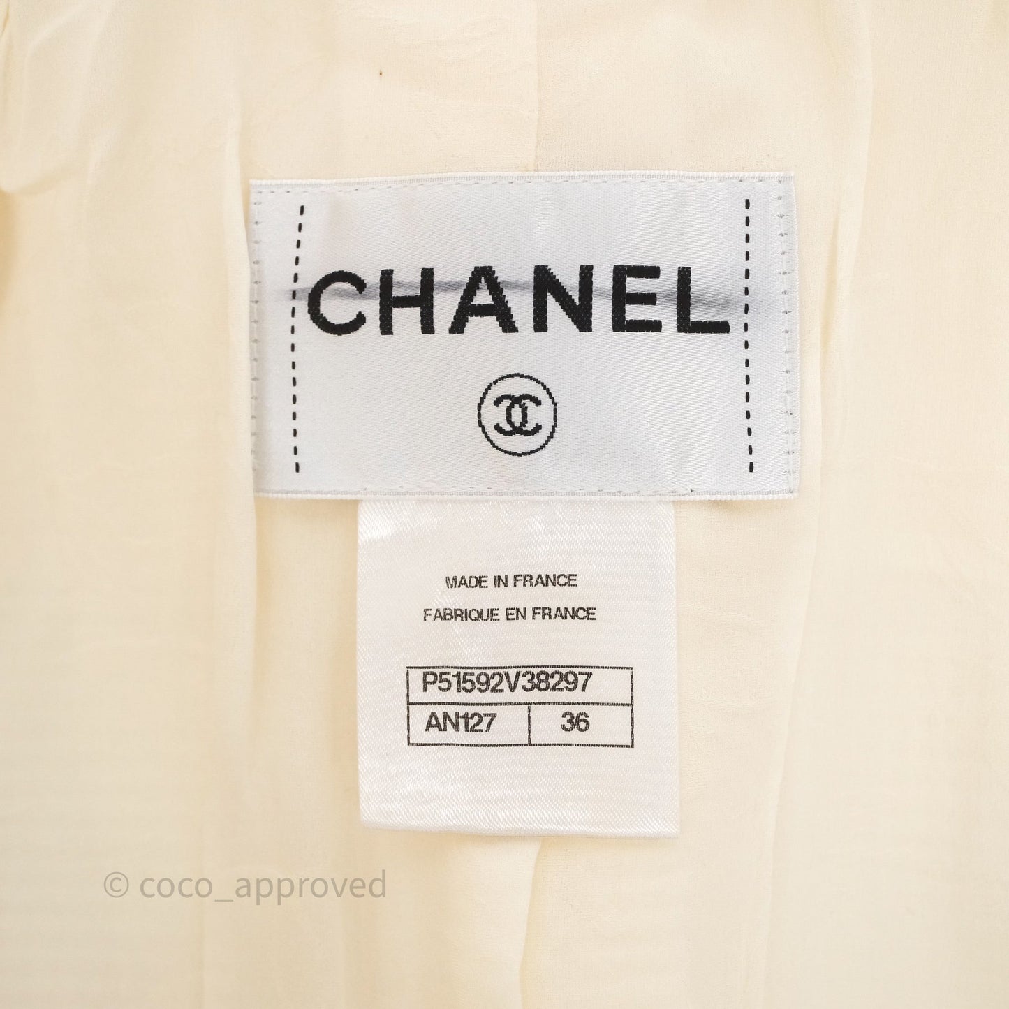 Chanel Jacket Cotton Tweed White/ Black Size 36