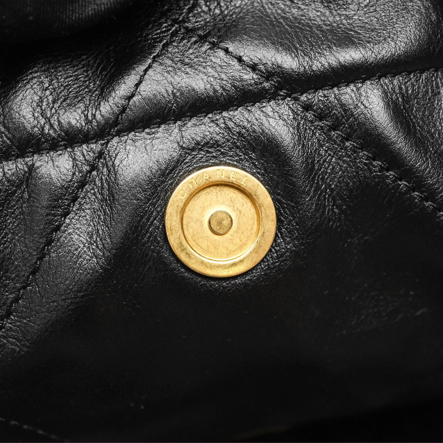Chanel 22 Small Black Shiny Calfskin Aged Gold Hardware