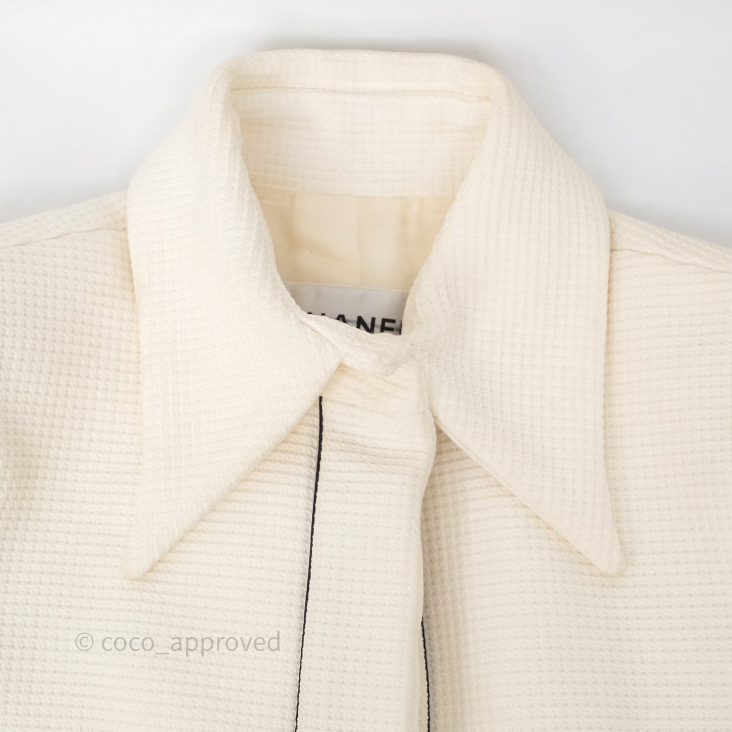 Chanel Jacket Cotton Tweed White/ Black Size 36