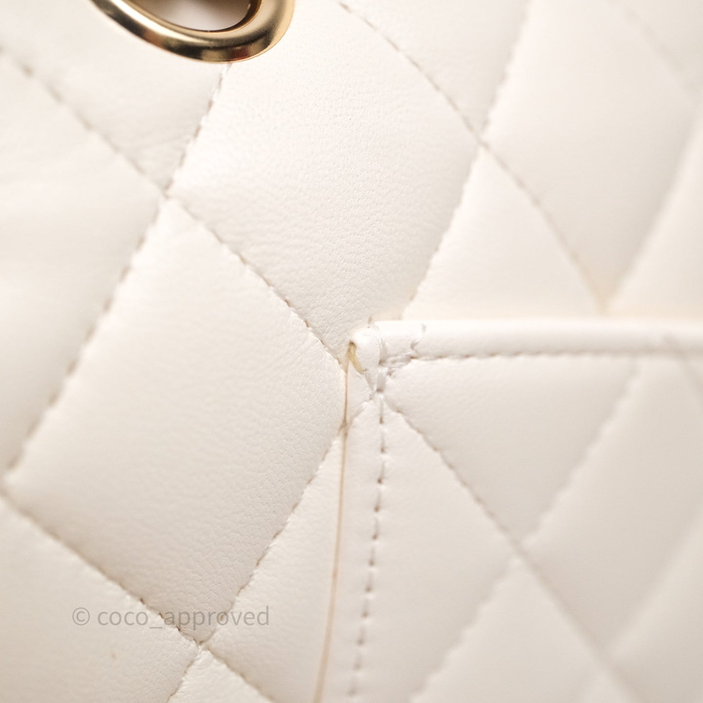 Chanel Classic M/L Medium Flap Quilted Ivory White Lambskin Gold Hardware