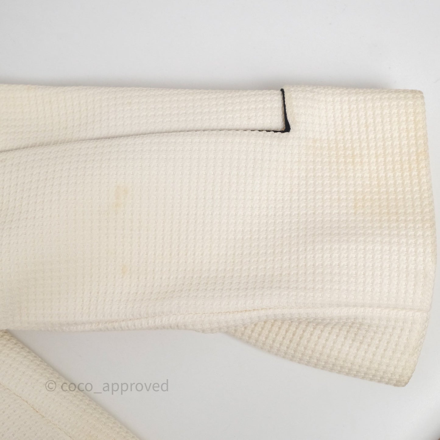 Chanel Jacket Cotton Tweed White/ Black Size 36