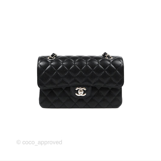 Chanel Small Classic Flap Quilted Black Caviar Silver Hardware