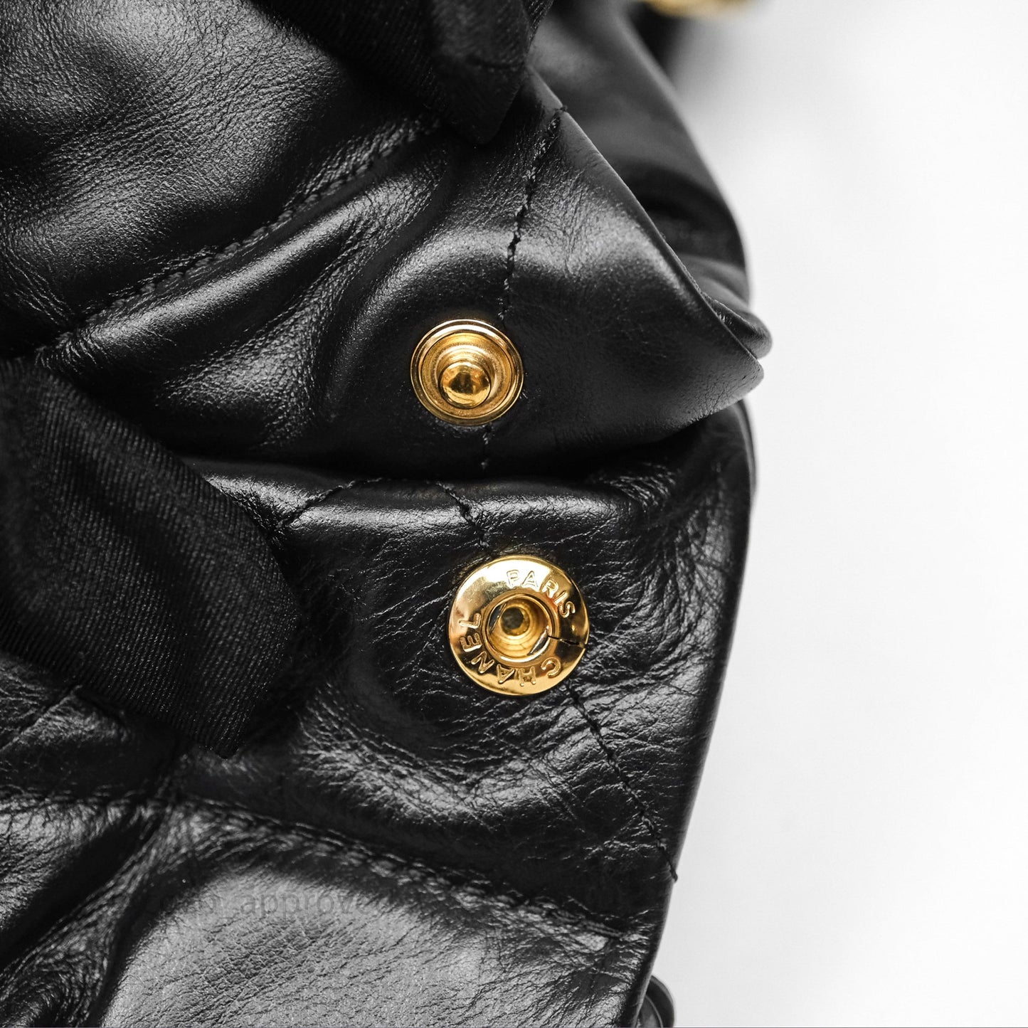 Chanel 22 Small Black Shiny Calfskin Aged Gold Hardware