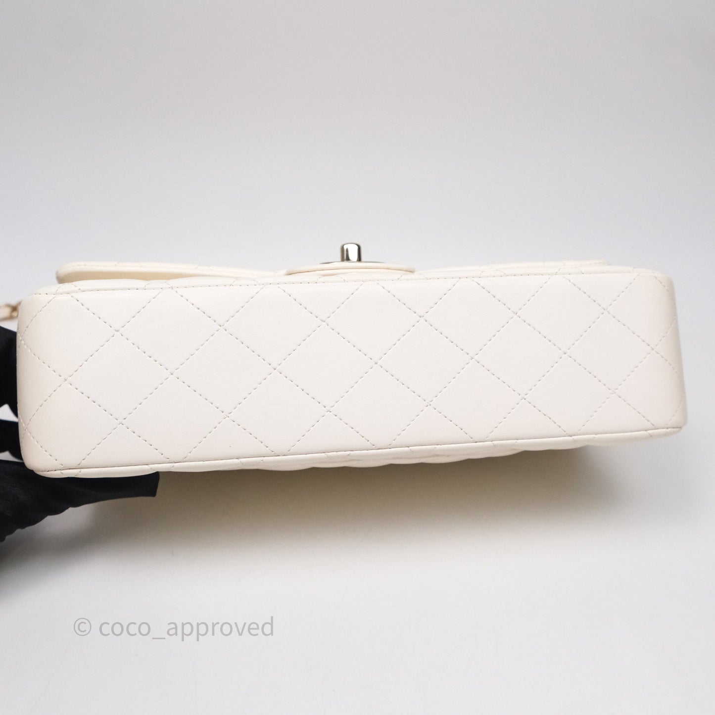 Chanel Classic M/L Medium Flap Quilted Ivory White Lambskin Gold Hardware