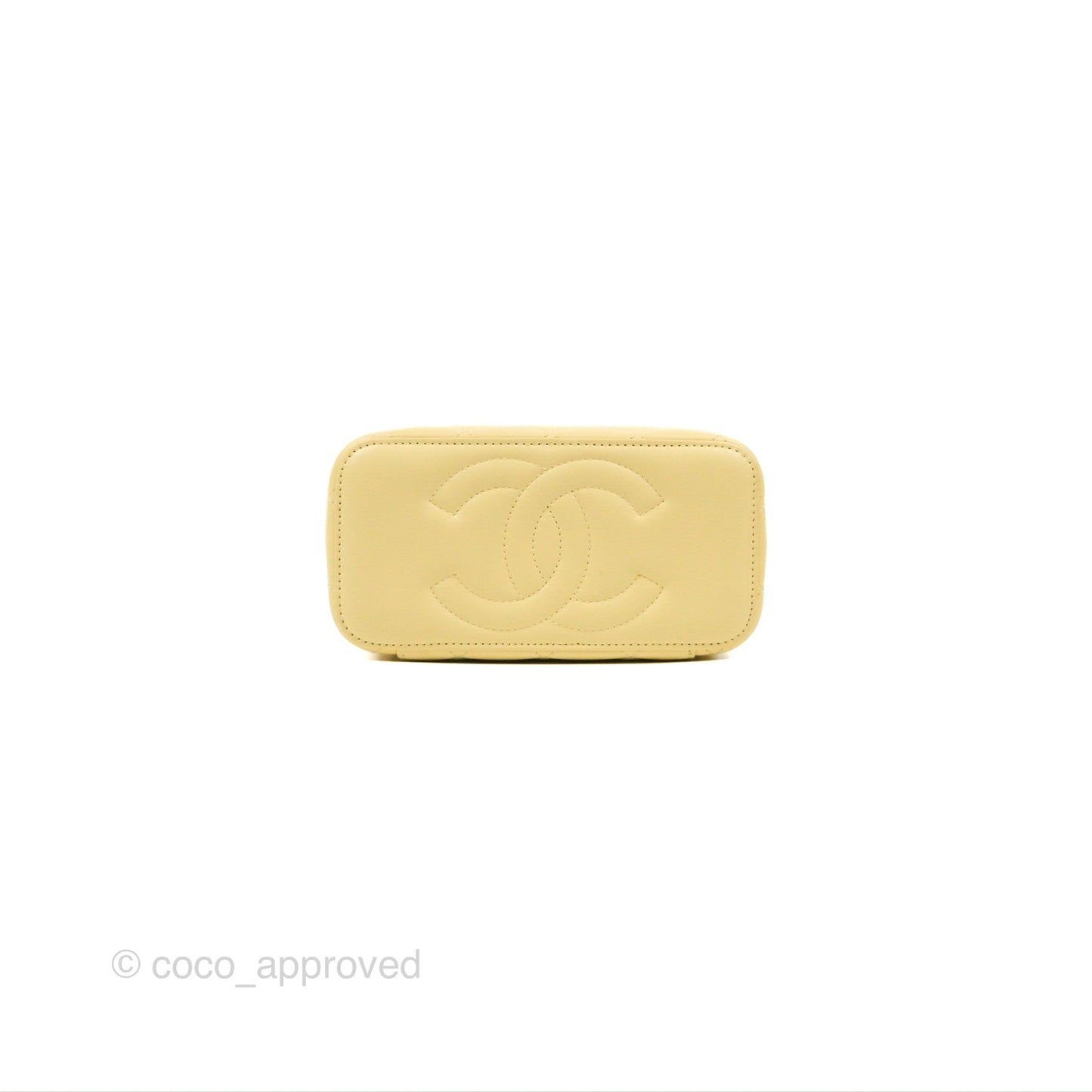 Chanel Quilted Vanity Rectangular with Camellia Adjustable Chain Light Yellow Lambskin 23S