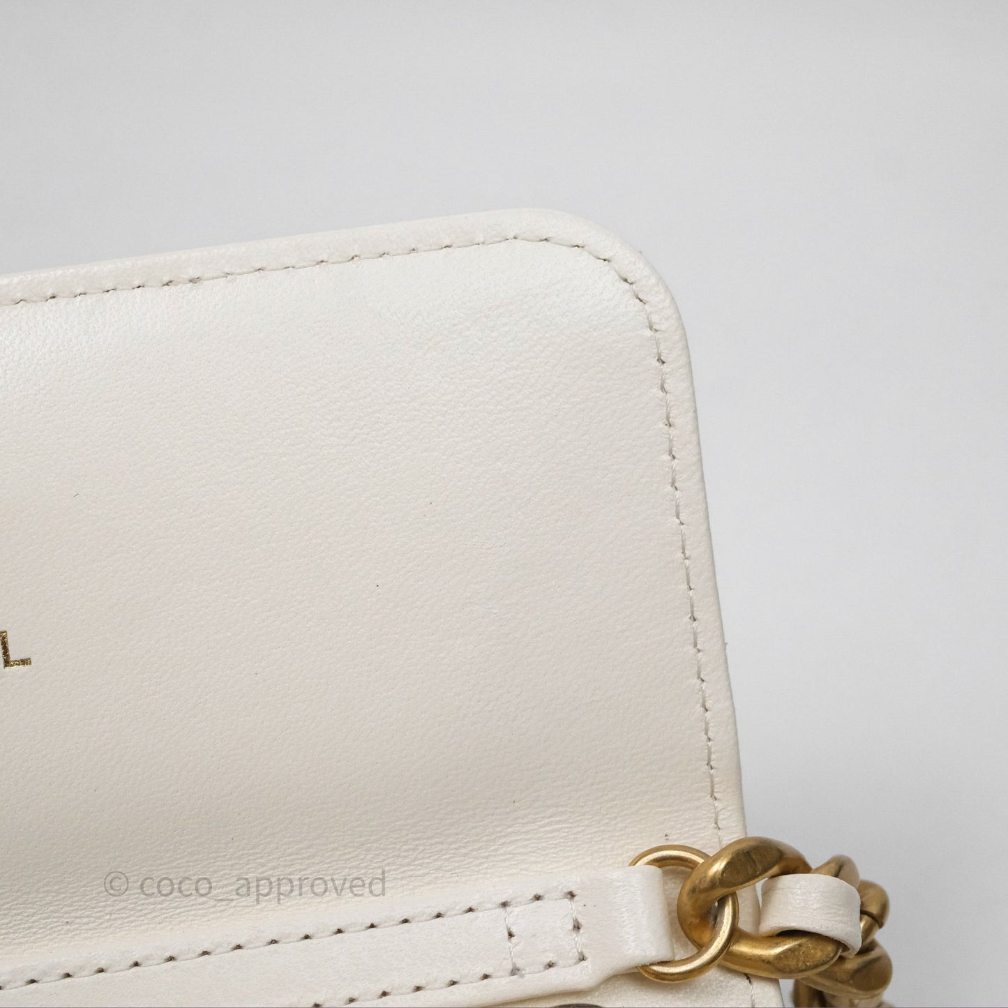 Chanel 19 Clutch With Chain Ivory White Lambskin Mixed Hardware