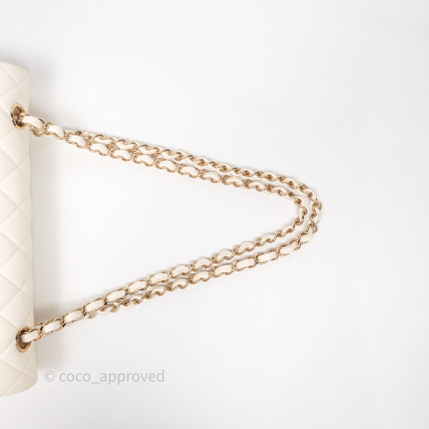 Chanel Classic M/L Medium Flap Quilted Ivory White Lambskin Gold Hardware