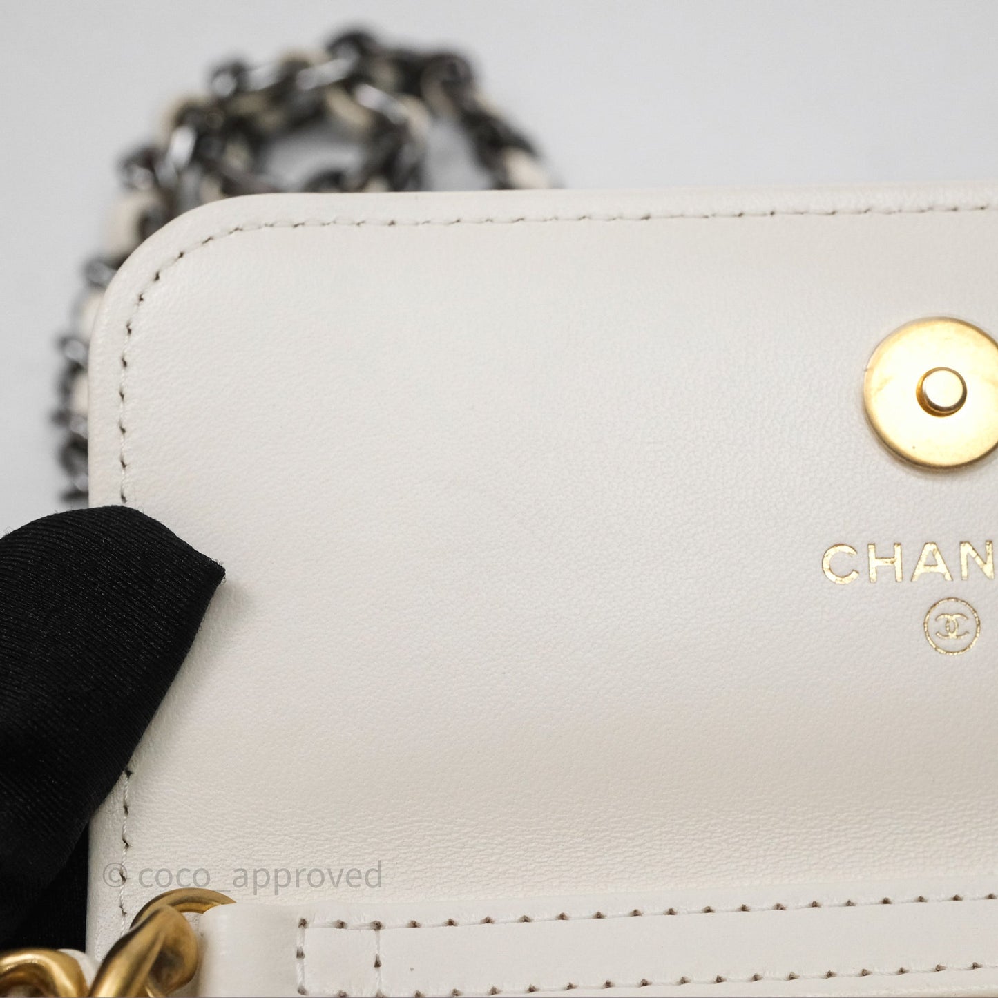 Chanel 19 Clutch With Chain Ivory White Lambskin Mixed Hardware